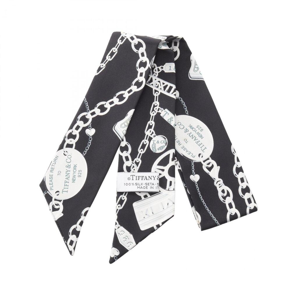 Tiffany & Co. Return to Ribbon Scarf/Muffler, Silk, Women's, Black/Gray